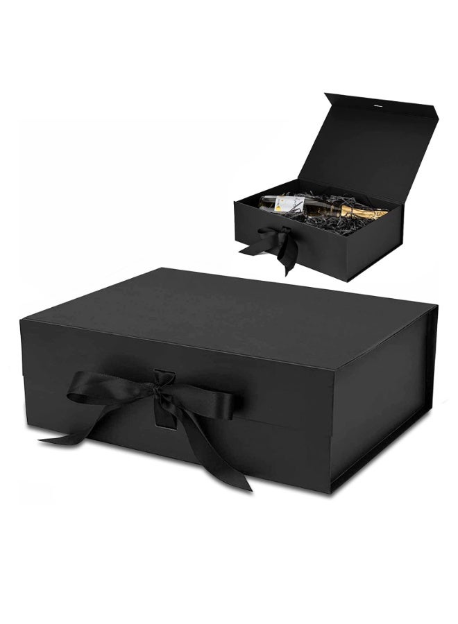 Arabest Black Gift Box with Ribbon for Mother's Day,Valentine's Day,Birthdays,Party 26*19*8cm, gift box empty - Image 1